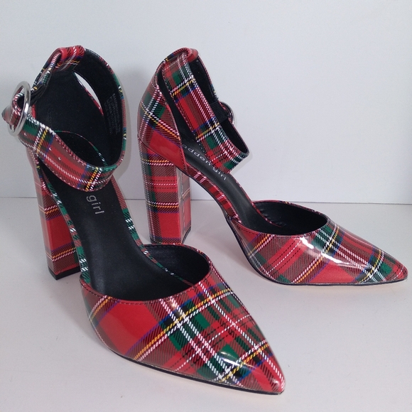 Madden Girl Shoes - Madden Girl Saarinen Red Ankle Strap Pumps- Women's Size 7.5